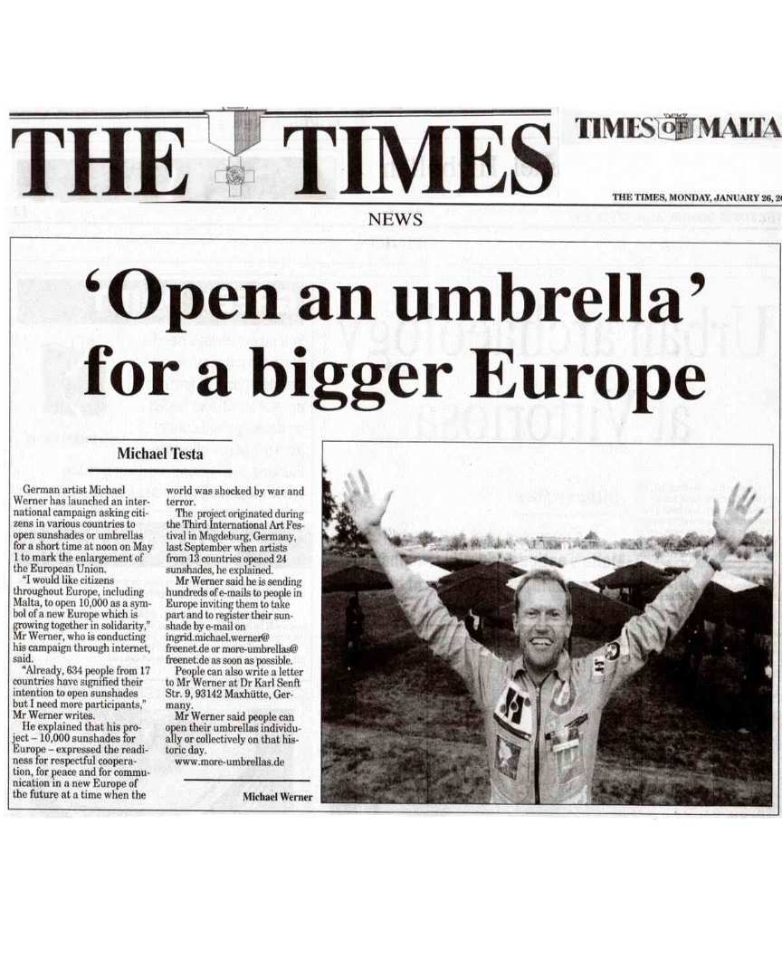Europäische Schirme in der Times